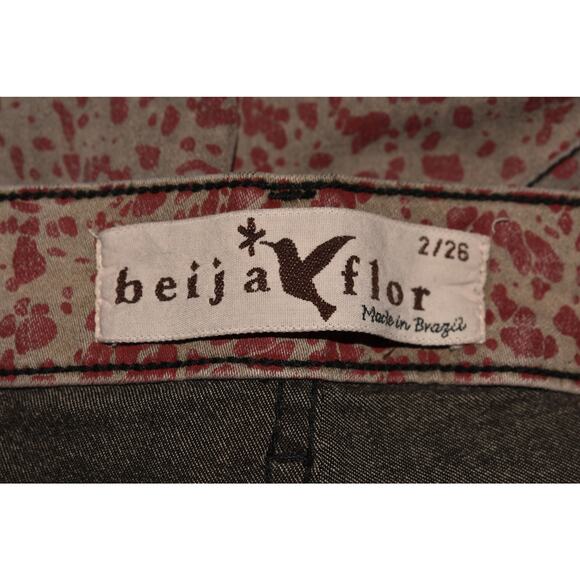 BEIJA FLOR NEW $148 Gray Red Animal Print Stretch Denim Jegging Size 2 - Picture 4 of 4